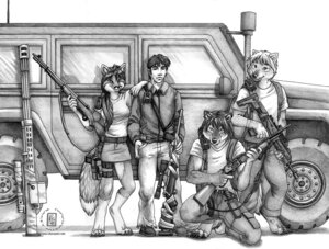 Rating: Safe Score: 0 Tags: 2008 4_toes 5_fingers anthro assault_rifle backpack barefoot bayonet bottomwear canid canine canis cannon car claws clothed clothing digitigrade e621 ear_piercing electronics feet female fingers footwear fox frown fully_clothed gatling_gun graphite_(artwork) greyscale group gun hair hand_on_shoulder handgun holding_gun holding_object holding_ranged_weapon holding_weapon holster human humvee jacket kacey kneeling knife looking_at_viewer m1_garand machine_gun male mammal military minigun monochrome nails pants piercing pistol pockets ranged_weapon rifle scope sheathed_weapon shirt shoes short_hair shorts shotgun simple_background skirt smile sniper_rifle soldier standing t-shirt tail text thumb_in_pocket toes tomboy topwear traditional_media_(artwork) trigger_discipline uniform url vehicle walkie-talkie war warrior watermark weapon whiskers white_background wolf User: bunchy7s