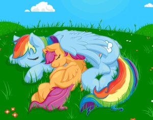 Rating: Safe Score: 0 Tags: 2013 blue_body blue_feathers blue_fur cloud cuddling cutie_mark daww duo e621 equid equine eyes_closed feathered_wings feathers female feral friendship_is_magic fur geomancing grass hair hasbro hi_res lying mammal multicolored_hair multicolored_tail my_little_pony mythological_creature mythological_equine mythology on_front on_grass on_ground outside pegasus plant purple_hair rainbow_dash_(mlp) rainbow_hair rainbow_tail scootaloo_(mlp) sky sleeping sleeping_together tail wing_blanket wings young young_feral User: bunchy7s