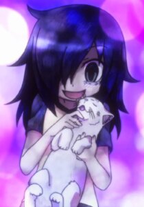 Rating: Safe Score: 0 Tags: ambiguous_gender black_hair clothing domestic_cat e621 eye_bags felid feline felis female feral fur green_eyes hair happy human kuroki_tomoko long_hair mammal messy_hair shirt smile solo topwear unknown_artist watamote User: bunchy7s