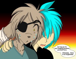 Rating: Safe Score: 0 Tags: anthro bandage basitin blue_hair bodily_fluids brown_body brown_fur clothed clothing colored conditional_dnp dialogue duo e621 english_text eye_patch eyewear fur hair human keith_keiser male mammal nothingissure shirt shocked simple_background sweat text third-party_edit tom_fischbach topwear trace_legacy twokinds User: bunchy7s