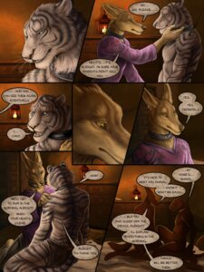 Rating: Questionable Score: 0 Tags: 3:4 alectorfencer amon_(rukis) anthro blue_eyes bodily_fluids canid canine clothed clothing collar comic crying dhaval_(character) dialogue duo e621 ear_piercing english_text felid frown fur hand_on_shoulder heterochromia lamp lantern male mammal metal_collar pantherine piercing red_lantern rukis sad sitting slave speech_bubble tail tears text tiger topless whiskers white_body white_fur User: bunchy7s