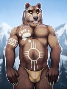 Rating: Explicit Score: 0 Tags: 3:4 anthro athletic bear biceps biped bodypaint brown_bear brown_body brown_fur bulge claws clothed clothing e621 fur genitals grizzly_bear looking_at_viewer male mammal meander mountain muscular muscular_anthro outside pecs penis penis_base pose skimpy slightly_chubby solo speedo standing swimwear tattoo topless tribal tsaiwolf ursine yellow_eyes User: bunchy7s