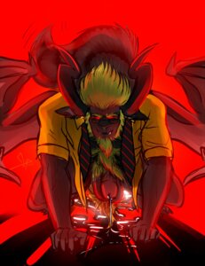 Rating: Explicit Score: 0 Tags: 2013 accessory anthro bgn black_body black_fur blonde_hair bodily_fluids body_hair canid canine chest_hair clothed clothing crouching demon digital_media_(artwork) e621 eyewear facial_hair fur genital_fluids genitals glasses glowing glowing_eyes hair hairy half-erect horn humanoid_genitalia humanoid_penis looking_at_viewer male mammal membrane_(anatomy) membranous_wings necktie onyx_wasson open_clothing open_shirt open_topwear partially_clothed penis pink_nose precum raccoon_dog red_eyes shirt solo tanuki topwear wings User: bunchy7s