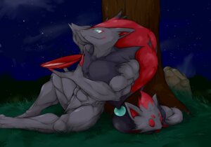 Rating: Safe Score: 0 Tags: 2013 abs alcohol anthro beverage biceps big_muscles black_body black_fur canid canine claws duo e621 eyes_closed feral food fur generation_5_pokemon grin hair hand_behind_head male mammal muscular muscular_male night nintendo nude outside pecs plant pokemon pokemon_(species) pose sake sitting sky sleeping smile star starry_sky tree waddledox zoroark zorua User: bunchy7s