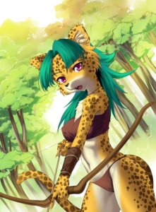 Rating: Questionable Score: 0 Tags: anthro archer arrow_(weapon) bow_(weapon) camel_toe clothed clothing e621 felid female green_hair greone hair hi_res holding_object holding_weapon jewelry leopard looking_at_viewer mammal necklace nme open_mouth pantherine ranged_weapon skimpy solo spots tail weapon wrist_guards User: bunchy7s