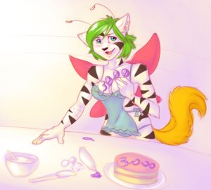 Rating: Questionable Score: 0 Tags: anthro beep_(character) blush breasts digital_media_(artwork) e621 felid female fivel green_eyes green_hair hair hybrid insect_wings mammal solo tail wings User: bunchy7s
