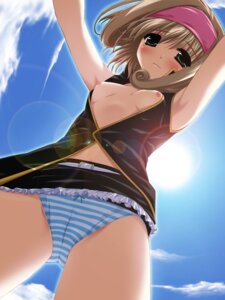 Rating: Explicit Score: 0 Tags: armpits blue_panties bow bow_panties breasts brown_hair female frills frilly from_above miniskirt no_bra open_clothes open_shirt panties rule34 shirt skirt sky small_breasts striped striped_panties sunlight underwear vest User: bunchy7s