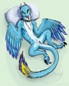 Rating: Explicit Score: 0 Tags: 2006 avian blue_body blue_feathers collar dervacor dragon e621 feathered_dragon feathered_scalie feathered_wings feathers female feral fur furred_dragon furred_scalie genitals horn leelee_(feathered_dragon) lying mythological_creature mythological_scalie mythology on_back pillow quadruped scalie solo spread_legs spreading tail tongue vulva white_body white_feathers wings yellow_eyes User: bunchy7s