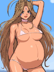 Rating: Explicit Score: 0 Tags: belldandy blue_markings breasts brown_eyebrows brown_hair clouds daytime facial_markings female grey_eyes hand_on_head looking_at_viewer lowres nipples_visible_through_clothing ocean oekaki oh_my_goddess! outie_navel outside pink_bikini pink_choker pose pregnant ready_to_pop rule34 shiny_skin sky small_breasts string_bikini sun swimsuit tenseiani thigh_gap very_long_hair User: bunchy7s