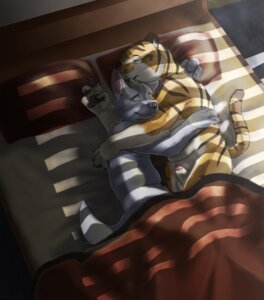 Rating: Explicit Score: 0 Tags: 4_fingers animal_genitalia anthro bed bed_covers bed_sheet bedding bedroom black_body black_fur black_nose black_stripes blue_body blue_fur canid canine canis countershading cuddling detailed_background duo e621 eyebrows eyes_closed felid fingers fur furniture genitals green_hair hair hi_res hug hugging_another humanoid_genitalia humanoid_penis inside keto lying male male/male mammal multicolored_body multicolored_fur muscular muscular_male nude on_bed on_side orange_body orange_fur pantherine pawpads pecs penis penis_tip pillow pink_nose romantic romantic_couple sheath sleeping stripes tail tiger under_covers white_body white_fur wolf User: bunchy7s