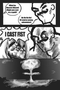 Rating: Safe Score: 0 Tags: 2:3 comic dialogue e621 english_text grandfathered_content greyscale human human_only humor male mammal monochrome not_furry text unknown_artist User: bunchy7s