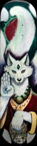 Rating: Safe Score: 0 Tags: 3_eyes 5_fingers ambiguous_gender anthro beads black_nose canid canine clothed clothing dream duo e621 fingers fluffy fluffy_tail fox fully_clothed fur green_eyes koan_(sk4ndalous) looking_at_viewer mammal moon multi_eye multi_tail orange_eyes prayer_beads religion sk4ndalous skateboard sky surrealism tail thatwhitefox traditional_media_(artwork) vehicle white_body white_fur User: bunchy7s
