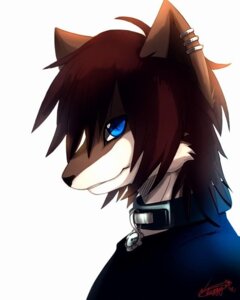 Rating: Safe Score: 0 Tags: anthro blue_eyes canid canine collar e621 ear_piercing fox male mammal piercing simple_background solo unknown_artist white_background User: bunchy7s