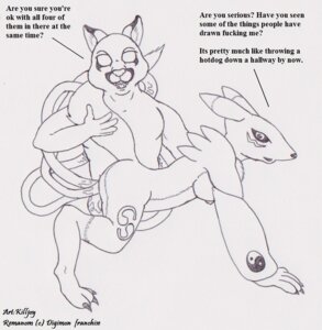 Rating: Explicit Score: 0 Tags: anthro back_tentacles bandai_namco black_and_white black_sclera breasts canid canine clothing cougar demon digimon digimon_(species) double_penetration duo e621 english_text facial_markings felid feline female fur head_markings killjoy08 mammal markings medium_breasts monochrome multiple_penetration nipples penetration profanity renamon ropes_(character) simple_background tail tendrils tentacles text triple_penetration white_background User: bunchy7s