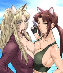 Rating: Questionable Score: 0 Tags: 4_ears animal_humanoid balalaika_(black_lagoon) big_breasts black_lagoon blonde_hair blue_eyes breast_squish breasts breasts_frottage brown_eyes brown_hair burn_scar cat_humanoid cigar cigarette cleavage clothed clothing duo e621 eye_scar facial_scar felid felid_humanoid feline feline_humanoid female gun hair holding_gun holding_object holding_ranged_weapon holding_weapon human_and_animal_ears humanoid humanoidized long_hair mammal mammal_humanoid multi_ear muscular one_eye_closed ranged_weapon revy_(black_lagoon) scar smoking squish symmetry tattoo ueyama_michirou weapon wink User: bunchy7s