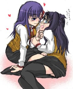 Rating: Questionable Score: 0 Tags: 2girls blush chin_grab fate/stay_night fate_(series) female female_only heart imminent_kiss incest matou_sakura multiple_females multiple_girls naughty_face rule34 school_uniform serafuku siblings sisters sweat thighhighs tohsaka_rin translated translation_request type-moon yuri User: bunchy7s