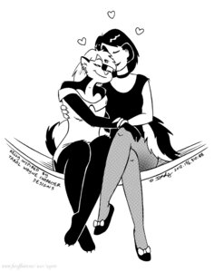 Rating: Safe Score: 0 Tags: 2012 anthro claws clothing cuddling dated daww dress duo e621 ear_piercing eyes_closed female female/female footwear fur hair hammock heart_symbol humanoid humanoid_on_anthro interspecies j.w._kennedy kelly_o'dor legwear love mammal mephitid monochrome piercing romantic romantic_couple shoes simple_background sitting skunk smile stockings tail tail_around_partner tegerio toe_claws unavailable_at_source white_background zandar's_saga User: bunchy7s