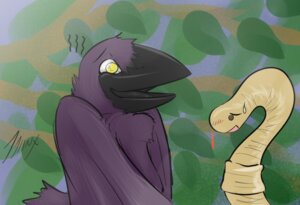 Rating: Questionable Score: 0 Tags: 2010 abstract_background ambiguous_gender annelid anthro avian awkward beak bird black_beak black_eyes black_tongue blood blush bodily_fluids brown_eyes clitellum corvid corvus_(genus) crow dot_eyes duo e621 earthworm embarrassed eyebrows feathers feral leaf nosebleed open_mouth oscine passerine predator/prey purple_body purple_feathers signature simple_eyes solid_circle_eyes suggestive sweat sweatdrop syynx tongue worm yellow_body yellow_eyes User: bunchy7s