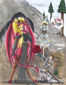 Rating: Safe Score: 0 Tags: absurd_res angry anthro armor axe beware blonde_hair bodily_fluids bone bouquet breasts brown_hair cave chopping clothing damsel daydream double_bitted_axe dragon dress e621 english_text female flower furgonomics ghstkatt group hair heart_symbol hi_res human human_on_anthro humor interspecies knight lance lay_the_dragon male mammal melee_weapon membrane_(anatomy) membranous_wings meme mythological_creature mythological_scalie mythology non-mammal_breasts outside pink_body plant polearm princess rose_(flower) royalty scalie sign skull surprised sweat sweatdrop sword tail text warrior weapon wings User: bunchy7s