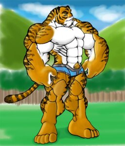 Rating: Safe Score: 0 Tags: anthro big_muscles biped claws clothed clothing countershading detailed_background e621 felid green_eyes huge_muscles hyper hyper_muscles looking_at_viewer male mammal muscular muscular_anthro muscular_male pantherine skimpy solo standing stripes tail tiger tkc2021 toony white_body white_countershading User: bunchy7s
