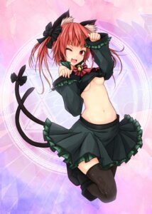 Rating: Questionable Score: 0 Tags: 2_tails :d absolute_territory accessory animal_humanoid bare_shoulders bell black_clothing black_legwear bottomwear bow_(feature) bow_accessory bow_ribbon braided_hair breasts cat_humanoid cat_tail clothed clothing e621 fangs felid felid_humanoid feline feline_humanoid female furgonomics hair hi_res humanoid legwear looking_at_viewer mammal mammal_humanoid maru-pen midriff multi_tail navel one_eye_closed open_mouth paw_pose pigtails pose red_eyes red_hair ribbons rin_kaenbyou skirt smile solo tail tail_accessory tail_bow tail_ribbon teeth thigh_highs touhou twin_braids under_boob wink User: bunchy7s