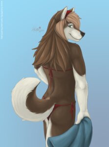 Rating: Questionable Score: 0 Tags: 2008 accessory annika_(hushhusky) anthro back-tie_bikini back-tie_clothing back-tie_swimwear bikini bikini_bottom bikini_top black_nose blue_background brown_body brown_fur brown_hair canid canine canis clothed clothing domestic_dog e621 female fur gradient_background green_eyes hair headband holding_object holding_towel hushhusky husky inner_ear_fluff looking_at_viewer looking_back mammal nordic_sled_dog panties raised_tail rear_view red_bikini_bottom red_bikini_top red_clothing red_swimwear side-tie_bikini side-tie_clothing side-tie_panties side-tie_swimwear simple_background skimpy smile solo spades_(suit) spitz string_bikini suit_symbol swimwear tail tattoo tight_clothing towel tuft two-piece_swimsuit underwear white_body white_fur User: bunchy7s
