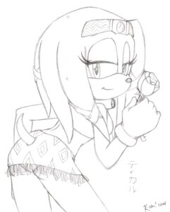 Rating: Questionable Score: 0 Tags: 2004 5_fingers anthro anthrofied big_eyes bottomwear clothing dreadlocks e621 echidna eyelashes female fingers flower gloves hair handwear holding_flower holding_object japanese_text looking_at_viewer looking_back looking_back_at_viewer low_res mammal midriff miniskirt monochrome monotreme panties plant pose raised_tail rose_(flower) sega simple_background skirt smile solo sonic_adventure sonic_the_hedgehog_(series) tail text tikal_the_echidna toony topwear translation_request tube_top underwear unknown_artist white_background User: bunchy7s