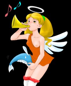Rating: Questionable Score: 0 Tags: 1girls angel angel_wings bemani black_background blonde_hair breasts crop_top dress female fish halo holding holding_instrument ida2 instrument konami musical_note nipples no_bra orange_dress poet_(pop'n_music) pop'n_music rule34 simple_background sweat tagme twintails wings yellow_eyes User: bunchy7s