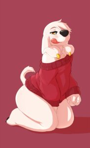 Rating: Safe Score: 0 Tags: 2013 amber_eyes anthro big_nose biped black_nose black_pawpads blush bottomless butt canid canine canis claws clothed clothing digital_media_(artwork) domestic_dog e621 ear_piercing family_guy feet fur hair hindpaw jasper_(family_guy) kneeling licking long_ears looking_at_viewer male mammal pawpads paws piercing red_background red_clothing red_sweater red_topwear seth-iova shirt short_hair simple_background smile solo sweater tail thick_thighs toe_claws tongue tongue_out topwear white_body white_fur white_hair User: bunchy7s