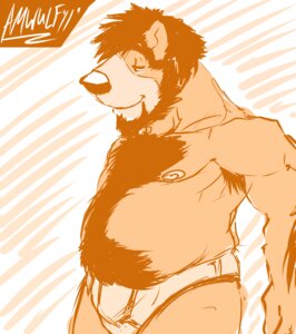 Rating: Questionable Score: 0 Tags: amwulf anthro armpit_hair bear body_hair briefs chest_hair clothed clothing e621 eyes_closed happy_trail hi_res male mammal overweight overweight_anthro overweight_male solo topless underwear User: bunchy7s