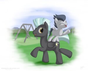 Rating: Safe Score: 0 Tags: black_body black_feathers brother_(lore) brothers_(lore) cutie_mark duo e621 equid equine feathered_wings feathers feral friendship_is_magic grey_body grey_feathers hasbro hi_res male mammal my_little_pony mythological_creature mythological_equine mythology pegasus playground quadruped rumble_(mlp) sibling_(lore) side_view skipsy smile swing tail thunderlane_(mlp) wings young young_feral User: bunchy7s