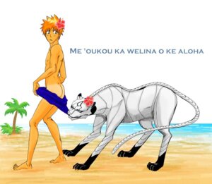Rating: Questionable Score: 0 Tags: adjuchas assisted_exposure beach bleach_(series) butt clothed clothing coppertone_(sunscreen) coppertone_girl detailed_background digitigrade duo e621 felid flower grimmjow_jaegerjaquez hawaiian_text hollow_(bleach) human ichigo_kurosaki male mammal outside pantherine plant quadruped sand sea seaside skimpy sky speedo swimwear tail text topless translation_request water User: bunchy7s