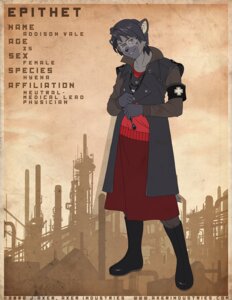 Rating: Safe Score: 0 Tags: 2008 anthro armband black_hair bottomwear brown_eyes clothing e621 english_text epithet eyewear female glasses hair hyena j_axer long_coat mammal medical_instrument scientific_instrument short_hair skirt solo spotted_hyena stethoscope text User: bunchy7s