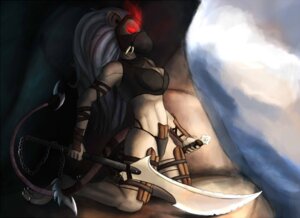 Rating: Questionable Score: 0 Tags: anthro armor barefoot biped breasts claws clothed clothing digital_media_(artwork) e621 feet female glowing glowing_eyes hasbro holding_object holding_weapon ink-eyes kneeling magic:_the_gathering mammal mask melee_weapon merrunz nezumi_(magic:_the_gathering) red_eyes rodent shaded side_view skimpy solo tail weapon wizards_of_the_coast User: bunchy7s