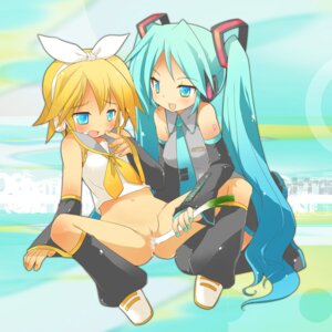 Rating: Explicit Score: 0 Tags: 2girls aqua_eyes aqua_hair blonde_hair blue_eyes blush bottomless censored detached_sleeves female hair_ribbon hatsune_miku kagamine_rin kamiyoshi kneeling long_hair mosaic_censoring multiple_females multiple_girls nail_polish necktie object_insertion open_mouth penetration pussy pussy_juice ribbon rule34 short_hair spread_legs spring_onion thighhighs tied_hair twintails vaginal vaginal_object_insertion very_long_hair vocaloid yuri User: bunchy7s