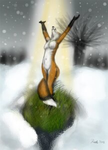 Rating: Questionable Score: 0 Tags: anthro canid canine casual_nudity detailed_background dipstick_tail e621 female fox foxia grass magic mammal markings nude outside plant raised_arm scenery snow solo tail tail_markings tree wood User: bunchy7s