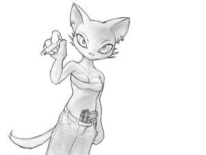 Rating: Safe Score: 0 Tags: 4:3 4_fingers anthro belt biped bottomwear breasts cigarette clothing darkdoomer denim denim_bottomwear denim_clothing domestic_cat e621 ear_piercing ear_ring felid feline felis female fingers front_view greyscale gun holding_object jeans kittie looking_at_viewer mammal midriff monochrome pants piercing ranged_weapon ring_piercing simple_background small_breasts smile smoking solo standing tail traditional_media_(artwork) weapon white_background User: bunchy7s