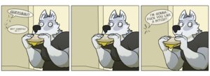 Rating: Safe Score: 0 Tags: acoustic_transmission anthro awkward can't_enjoy canid canine clothed clothing comic dialogue dirty_talk e621 eating eavesdropping english_text food fur grey_body grey_fur group holding_food holding_object humor lol_comments male mammal multicolored_body multicolored_fur offscreen_character profanity ritts sandwich_(food) shirt slightly_chubby solo speech_bubble text topwear two_tone_body two_tone_fur white_body white_fur User: bunchy7s