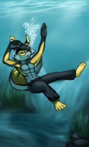 Rating: Safe Score: 0 Tags: abs anthro athletic barefoot belt biceps biped black_body black_bottomwear black_clothing black_fur black_hair blue_body blue_fur bottomwear bubble byondrage clothed clothing digital_media_(artwork) e621 feet fur hair hi_res jex male muscular muscular_anthro open_mouth pants pecs pose sea sinking solo tail tongue topless underwater water wet white_hair yellow_body yellow_eyes yellow_fur User: bunchy7s