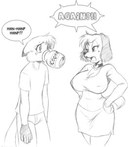 Rating: Safe Score: 0 Tags: anthro big_breasts breasts canid canine canis chochi container cookie_jar domestic_dog duo e621 female fox greyscale heart_symbol jar male mammal mike_blade monochrome tail traditional_media_(artwork) wide_hips User: bunchy7s