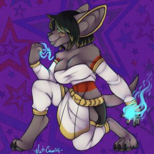 Rating: Safe Score: 0 Tags: 1:1 2014 anthro bare_shoulders barefoot big_breasts big_ears biped black_hair breasts canid canine claws cleavage clothed clothing e621 egyptian feet female fennec_fox fox fur green_eyes grey_body grey_fur hair hybrid kneeling lips magic mammal midriff nut-case rismic shani_(rismic) solo thick_lips true_fox User: bunchy7s