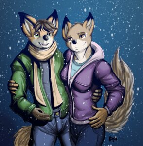 Rating: Safe Score: 0 Tags: 2013 anthro boneitis brown_hair canid canine clothed clothing duo e621 female fox hair hi_res male mammal outside romantic romantic_ambiance romantic_couple scarf signature snow snowing tail winter User: bunchy7s