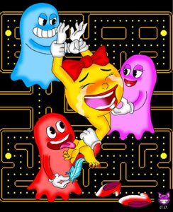 Rating: Explicit Score: 0 Tags: artist_signature blinky_(pac-man) crying female ghost hair_bow hands_above_head inky_(pac-man) laughing lipstick ms._pac-man namco pac-man_(series) pinky_(pac-man) red_ribbon rule34 screencap_background shoes shoes_removed tickle_torture tickling User: bunchy7s
