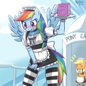 Rating: Safe Score: 0 Tags: 1:1 2012 accessory anthro anthrofied applejack_(mlp) blonde_hair blue_body blue_feathers blue_fur blush bottomwear clothed clothing collar duo e621 earth_pony equid equine feathered_wings feathers female friendship_is_magic frilly frilly_accessory frilly_hairband fully_clothed fur hair hair_accessory hairband hasbro horse legwear maid_uniform mammal multicolored_hair multicolored_tail my_little_pony mythological_creature mythological_equine mythology pegasus pony purple_eyes rainbow_dash_(mlp) rainbow_hair rainbow_tail skirt skykain solo_focus stockings tail uniform wing_boner wings User: bunchy7s