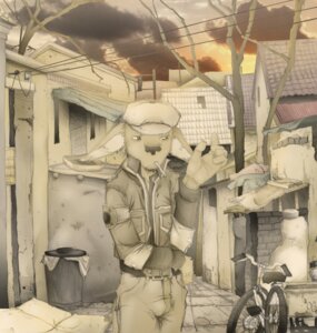 Rating: Safe Score: 0 Tags: amazing_background anthro artdecade ayato belt bicycle bottomwear cigarette city cityscape clothed clothing detailed detailed_background e621 fur hat headgear headwear jacket kangaroo macropod male mammal marsupial pants plant smoking solo source_request toony topwear trash_can tree vehicle wood User: bunchy7s