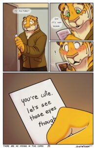 Rating: Safe Score: 0 Tags: 2014 anthro blush bottomwear brandon_(sefeiren) clothed clothing comic conditional_dnp countershade_face countershading dialogue e621 ears_back english_text exclamation_point felid feline felis fully_clothed fur green_eyes holding_object holding_photo inside jacket male mammal orange_body orange_fur page_number pantherine pants photo pivoted_ears scarf sefeiren solo standing stripes text tiger topwear User: bunchy7s