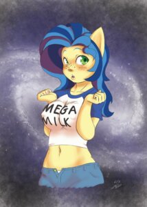 Rating: Questionable Score: 0 Tags: 2013 anthro blue_hair breasts clothed clothing e621 earth_pony english_text equid equine fan_character female freckles fully_clothed green_eyes hair hasbro hi_res horse mammal milky_way_(flash_equestria) multicolored_hair my_little_pony nipple_outline oldman_artist open_mouth pony solo text tongue two_tone_hair User: bunchy7s
