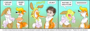 Rating: Safe Score: 0 Tags: anthro canid canine comic derp_eyes dessert dialogue drjavi duo e621 english_text female food fox lagomorph leocadia leporid mammal noidea_(drjavi) open_mouth pastry pie rabbit self_taste sharing silly speech_bubble tail teeth text tongue what User: bunchy7s