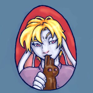Rating: Safe Score: 0 Tags: 1:1 ambiguous_gender anthro aoi_(calli) blonde_hair blue_background calli candy chocolate chocolate_bunny dessert digital_media_(artwork) e621 food hair lagomorph leporid low_res mammal oekaki pink_eyes rabbit seductive simple_background solo User: bunchy7s Rating: Safe Score: 0 Tags: 1:1 ambiguous_gender anthro aoi_(calli) blonde_hair blue_background calli candy chocolate chocolate_bunny dessert digital_media_(artwork) e621 food hair lagomorph leporid low_res mammal oekaki pink_eyes rabbit seductive simple_background solo User: bunchy7s