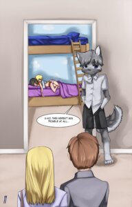 Rating: Questionable Score: 0 Tags: 2012 akita alan_silkthread anthro aogami babysitter bed blonde_hair canid canine canis child clothing comic cuddling derek_(kitaness) dialogue domestic_dog doorway e621 english_text eyes_closed furniture hair hi_res hug human ladder lying male male/male mammal sleeping spitz tail text underwear young young_anthro young_human young_male User: bunchy7s